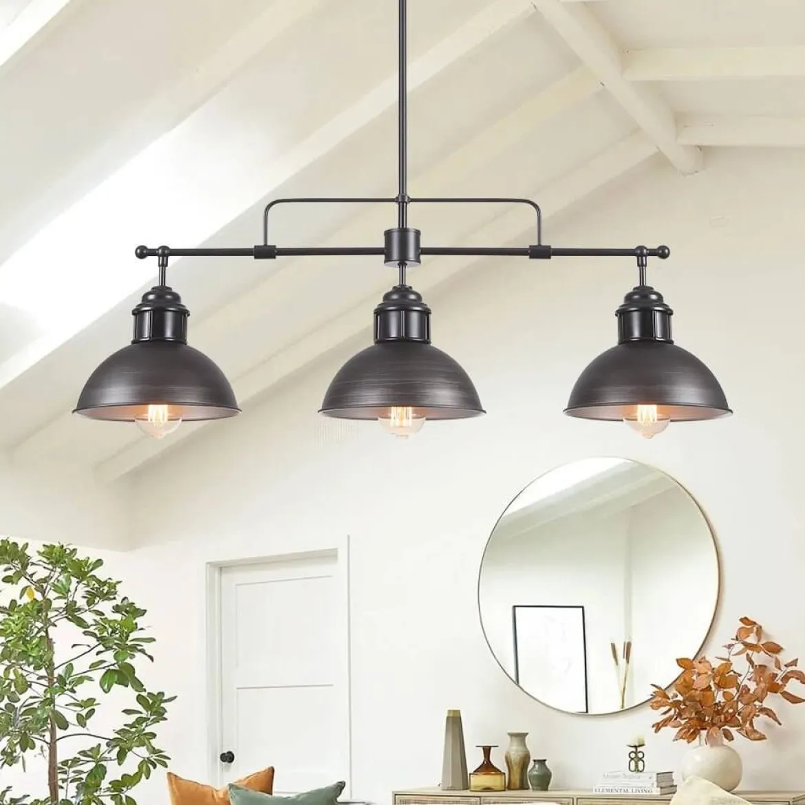 (OpenBox) Modern Farmhouse 3-light Island Pot Lid Dome Pendant