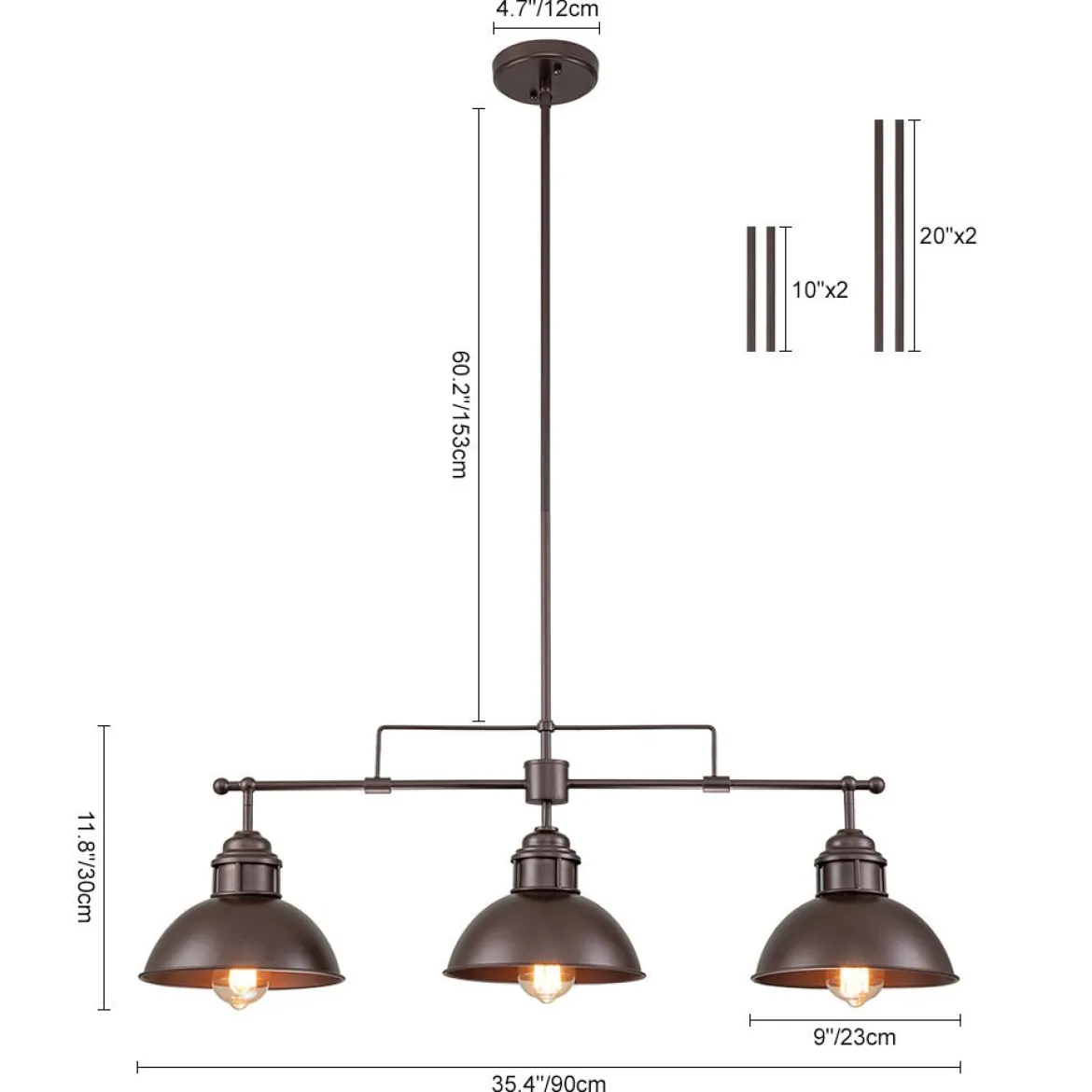 (OpenBox) Modern Farmhouse 3-light Island Pot Lid Dome Pendant