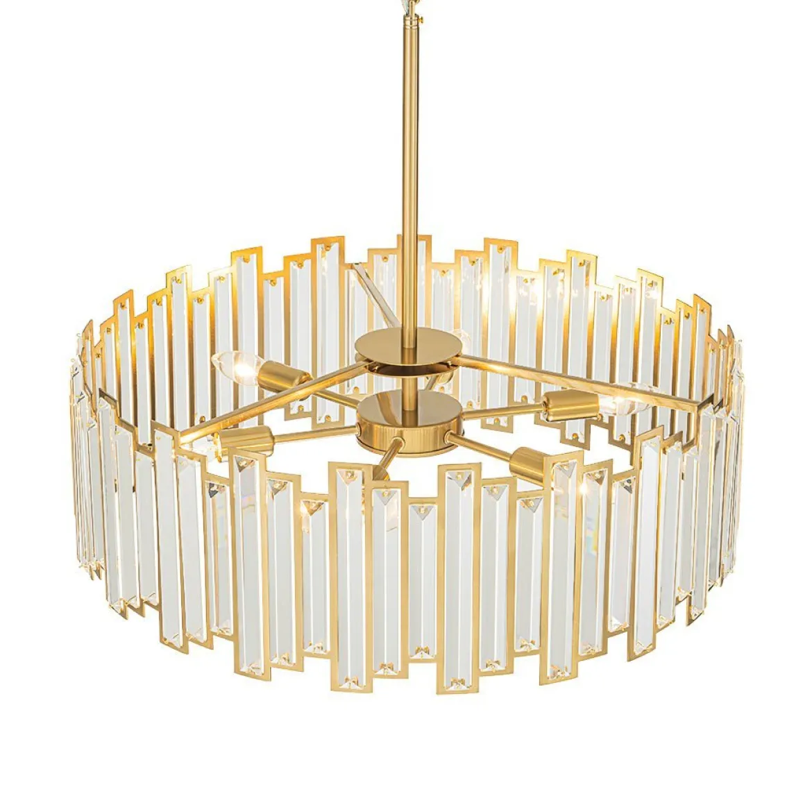 (OpenBox) Modern Glam Brass 6-Light Crystal Drum Cage Chandelier