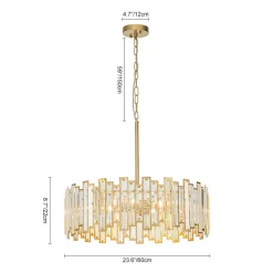 (OpenBox) Modern Glam Brass 6-Light Crystal Drum Cage Chandelier