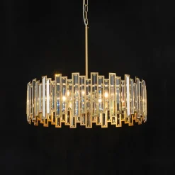 (OpenBox) Modern Glam Brass 6-Light Crystal Drum Cage Chandelier