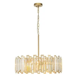 (OpenBox) Modern Glam Brass 6-Light Crystal Drum Cage Chandelier