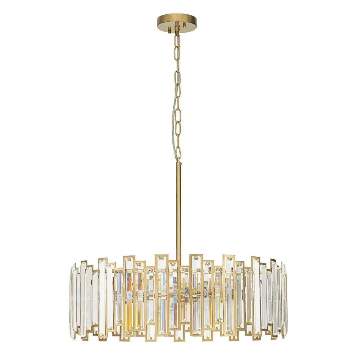 (OpenBox) Modern Glam Brass 6-Light Crystal Drum Cage Chandelier