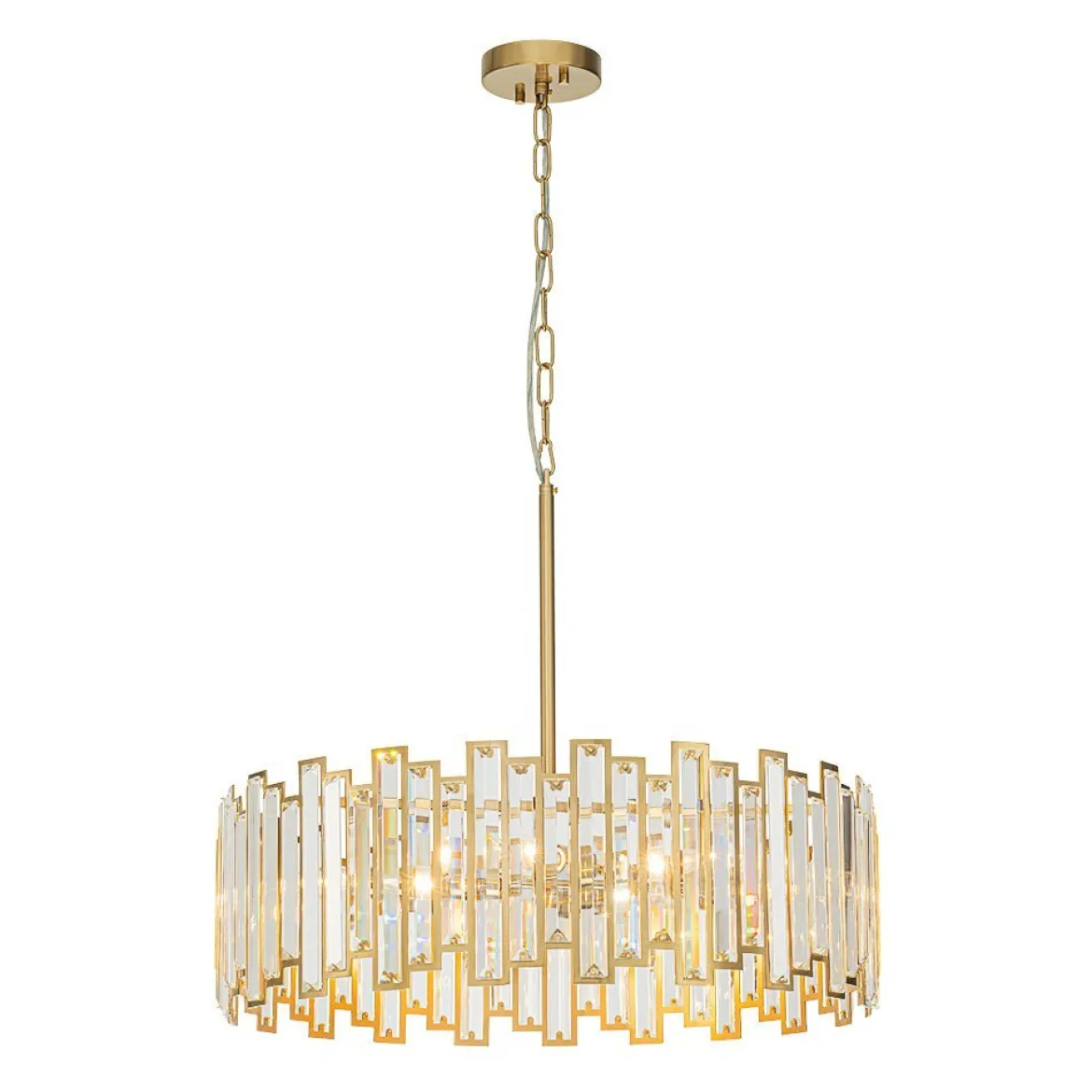 (OpenBox) Modern Glam Brass 6-Light Crystal Drum Cage Chandelier