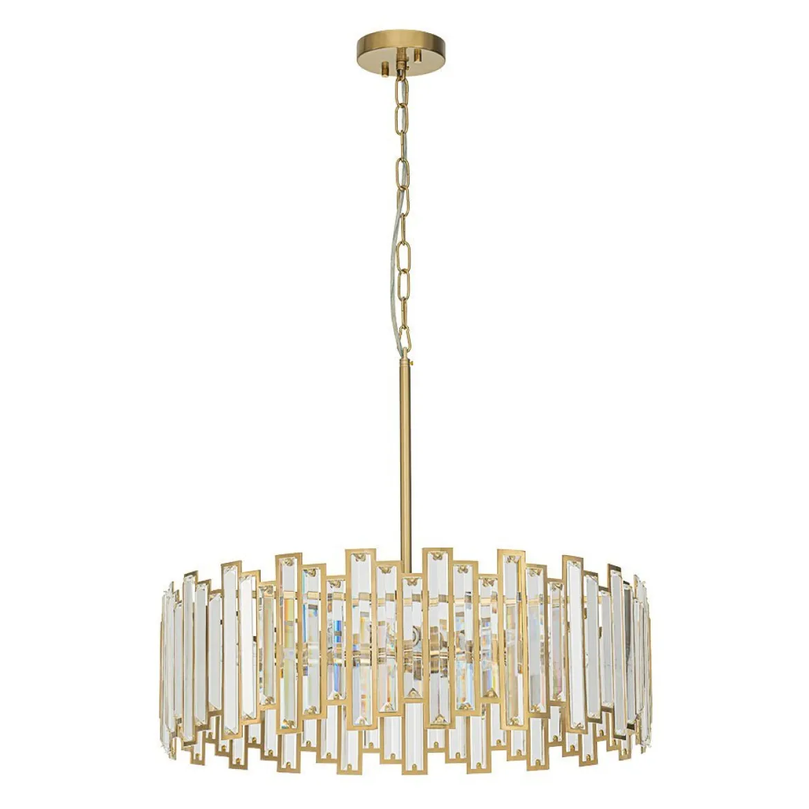 (OpenBox) Modern Glam Brass 6-Light Crystal Drum Cage Chandelier