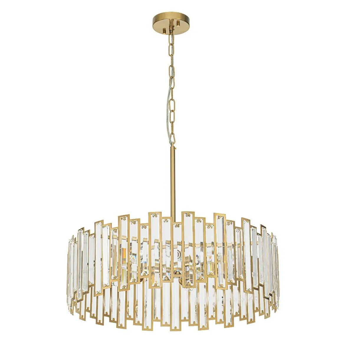 (OpenBox) Modern Glam Brass 6-Light Crystal Drum Cage Chandelier