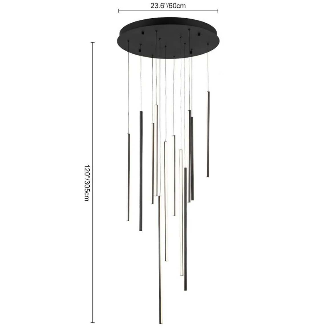 (OpenBox) Modern 12-Light Black Cluster Tube LED Pendant Light
