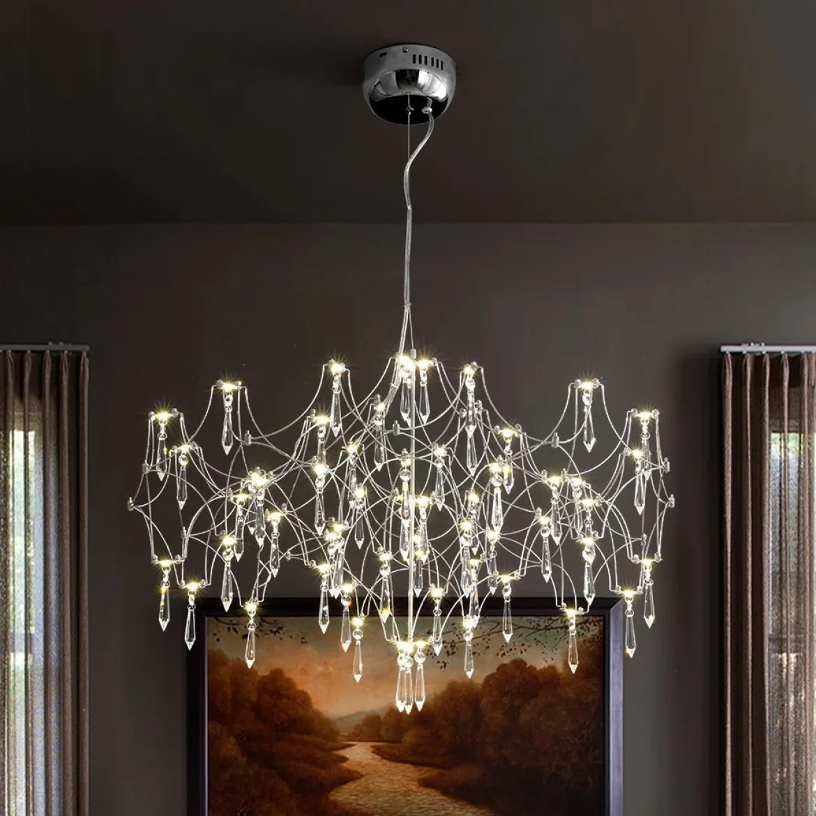 (OpenBox) Modern Luxe Glam Starry Sky LED Crystal Chandelier