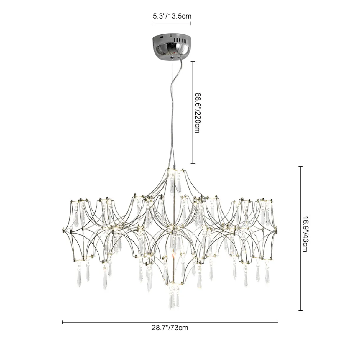 (OpenBox) Modern Luxe Glam Starry Sky LED Crystal Chandelier