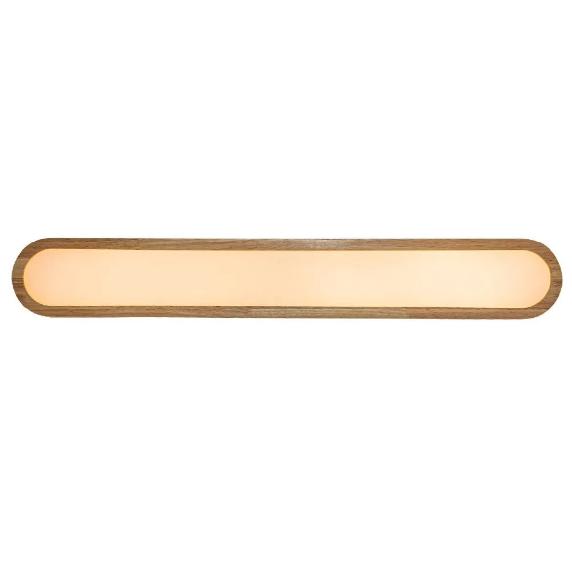 (OpenBox) Natural Wood Long Oval Dimmable LED Flush Mount