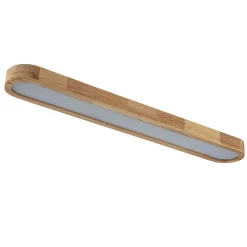 (OpenBox) Natural Wood Long Oval Dimmable LED Flush Mount