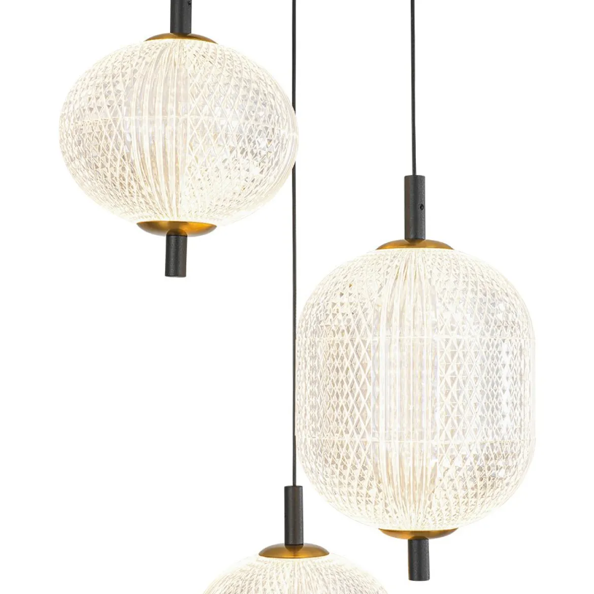 (OpenBox) Prismatic Glass Dimmable LED 3-Light Cluster Round Pendant