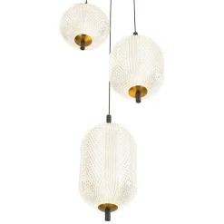 (OpenBox) Prismatic Glass Dimmable LED 3-Light Cluster Round Pendant