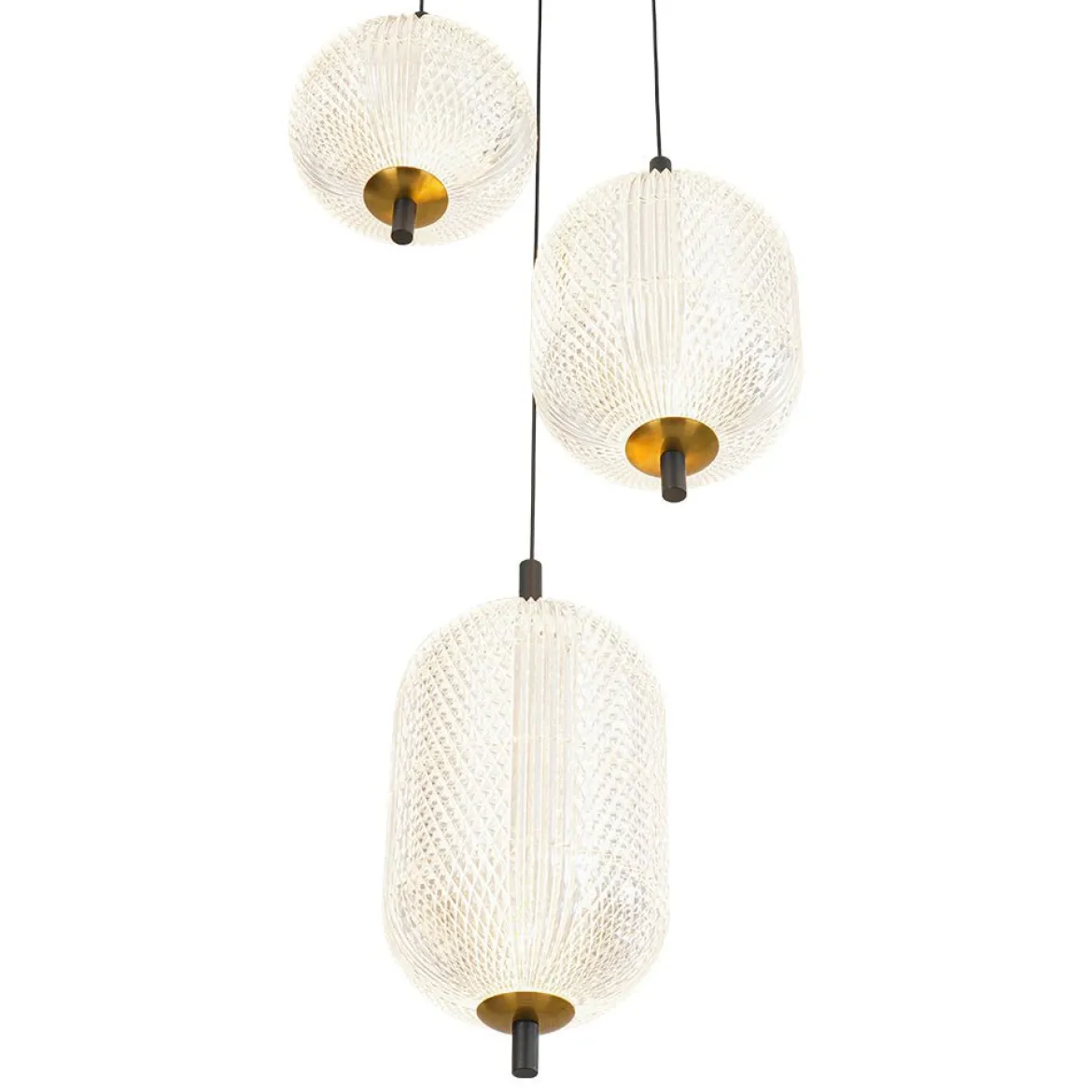 (OpenBox) Prismatic Glass Dimmable LED 3-Light Cluster Round Pendant