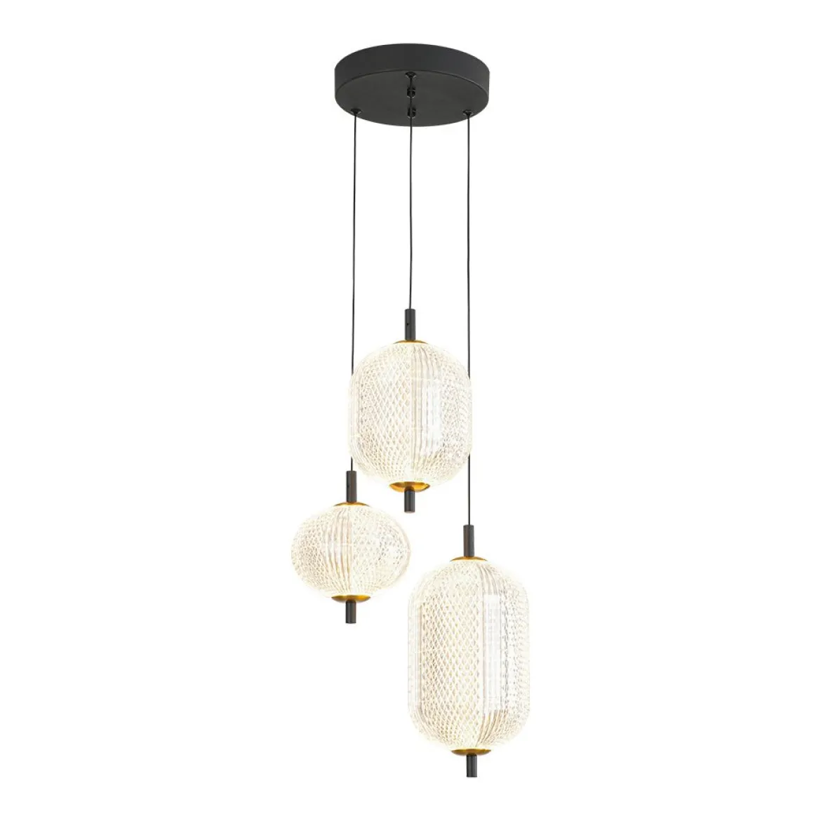 (OpenBox) Prismatic Glass Dimmable LED 3-Light Cluster Round Pendant