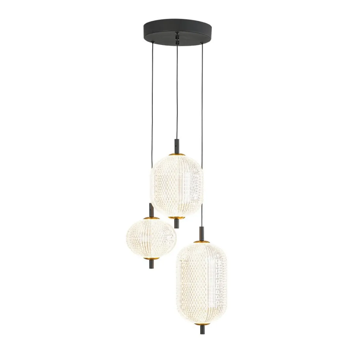 (OpenBox) Prismatic Glass Dimmable LED 3-Light Cluster Round Pendant
