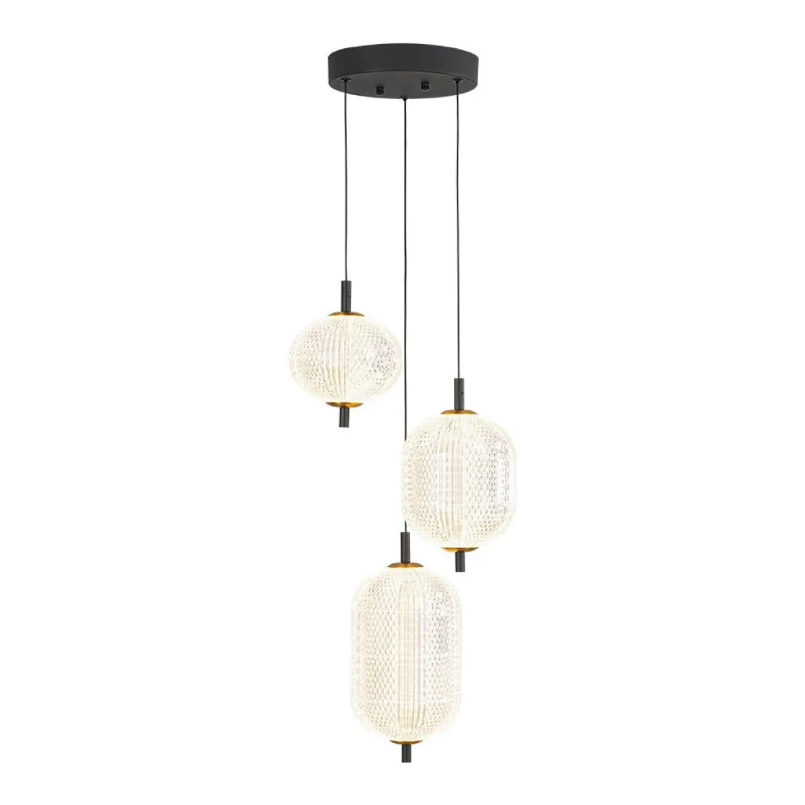 (OpenBox) Prismatic Glass Dimmable LED 3-Light Cluster Round Pendant