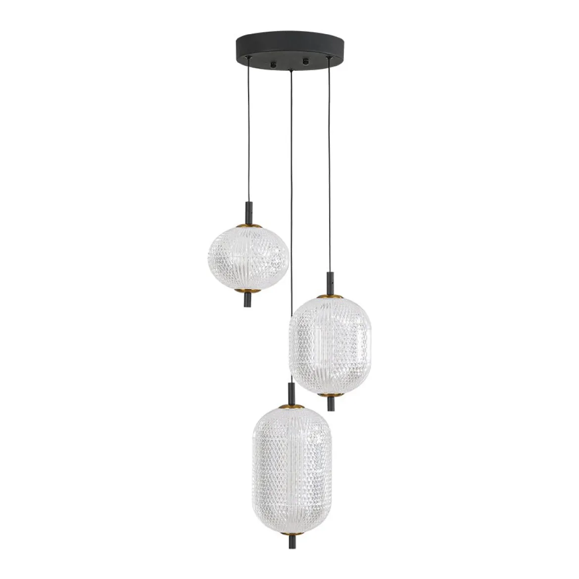 (OpenBox) Prismatic Glass Dimmable LED 3-Light Cluster Round Pendant