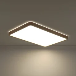 (OpenBox) Rectangle Wood Dimmable LED Flush Mount Light