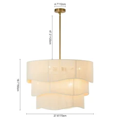 (OpenBox) 3-Tier Beige Woven Thread Drum Pendant Light