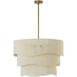 (OpenBox) 3-Tier Beige Woven Thread Drum Pendant Light