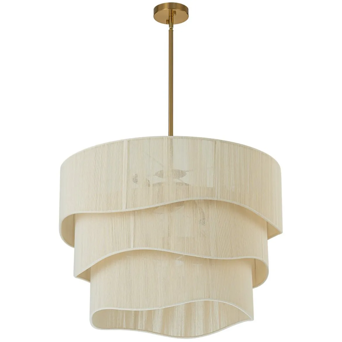 (OpenBox) 3-Tier Beige Woven Thread Drum Pendant Light