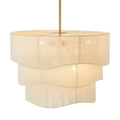 (OpenBox) 3-Tier Beige Woven Thread Drum Pendant Light