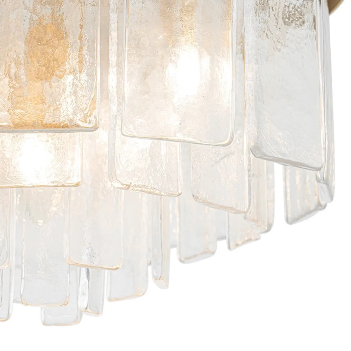 (OpenBox) Tiered Hammered Water Glass Round Semi Flush Mount