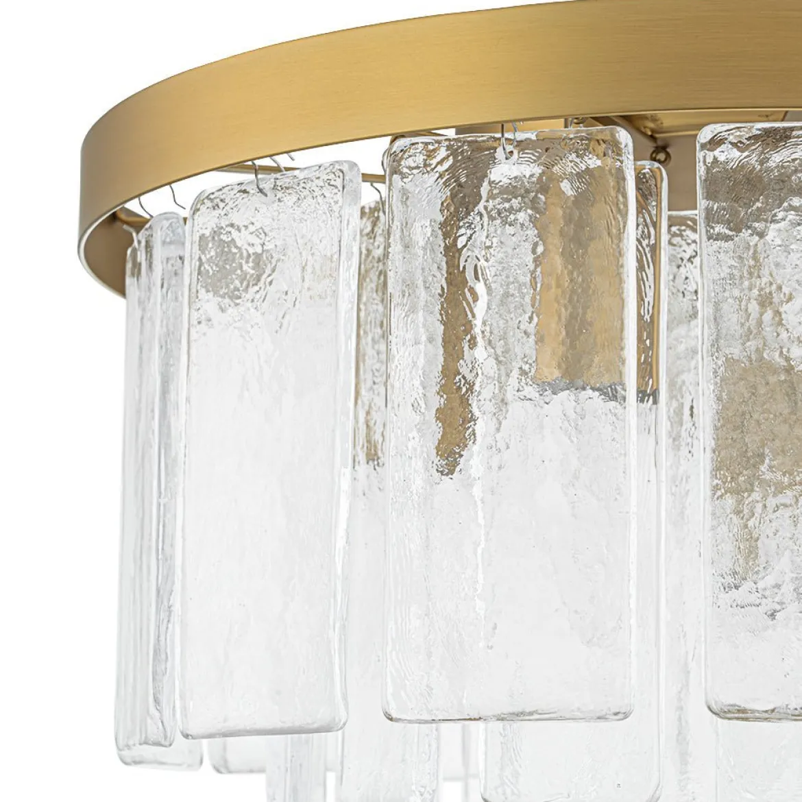 (OpenBox) Tiered Hammered Water Glass Round Semi Flush Mount