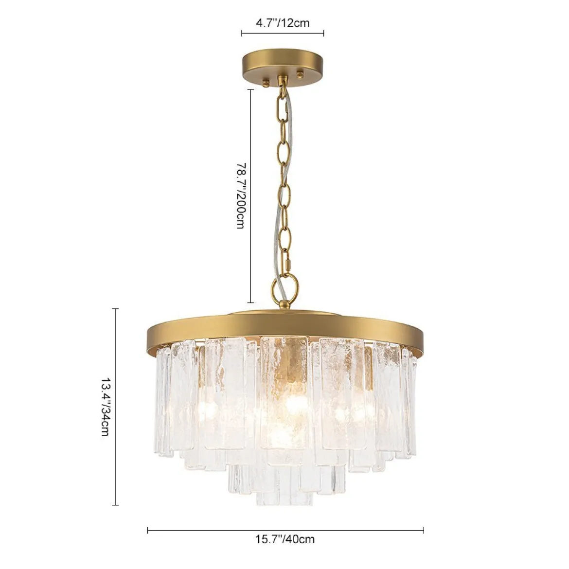 (OpenBox) Tiered Hammered Water Glass Round Semi Flush Mount