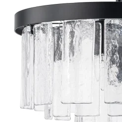 (OpenBox) Tiered Hammered Water Glass Round Semi Flush Mount