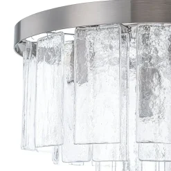 (OpenBox) Tiered Hammered Water Glass Round Semi Flush Mount