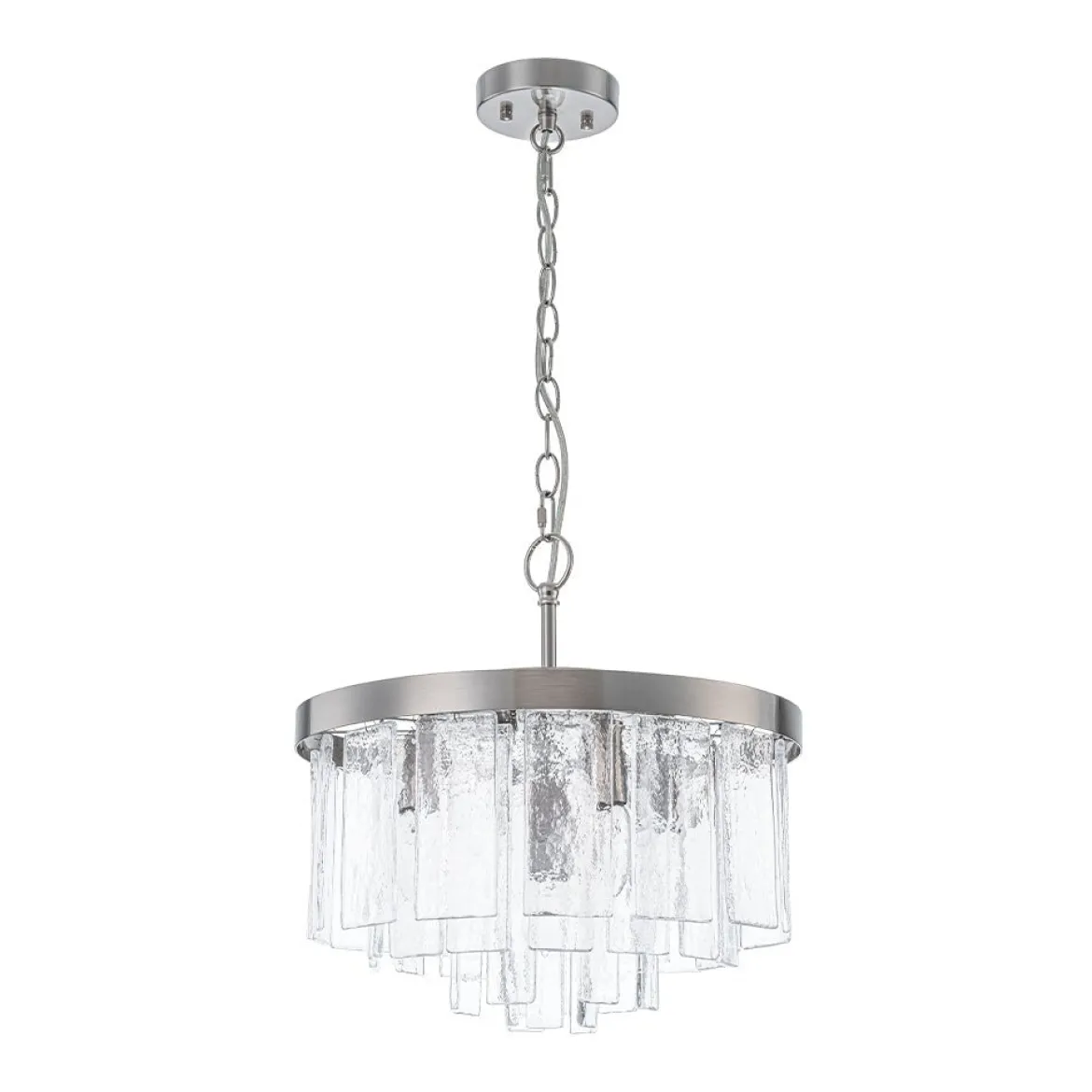 (OpenBox) Tiered Hammered Water Glass Round Semi Flush Mount