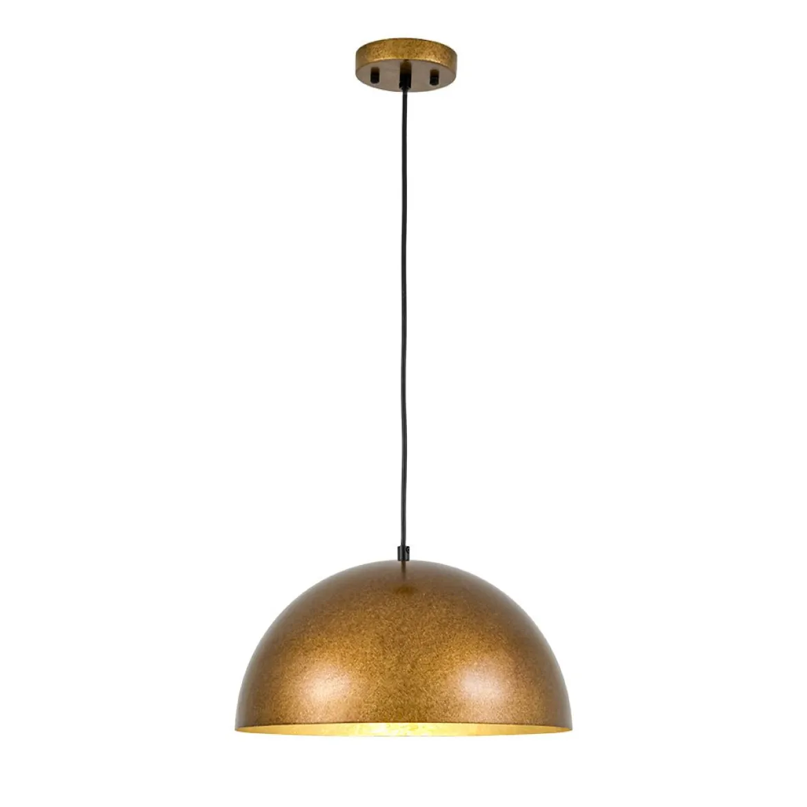 Oversized Antique Dark Rust Iron Dome Pendant Light