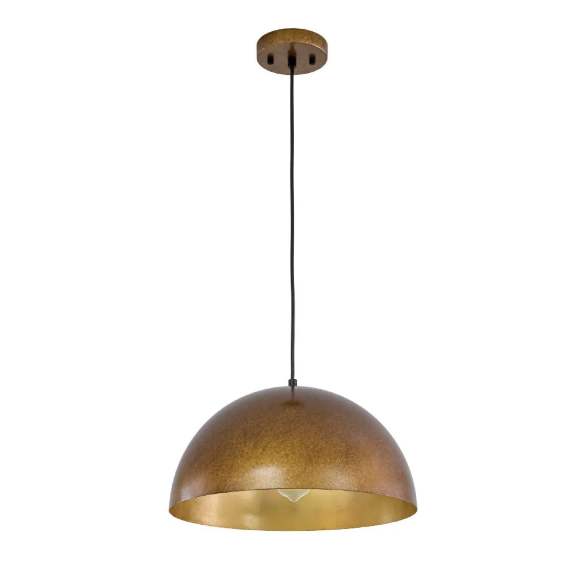 Oversized Antique Dark Rust Iron Dome Pendant Light