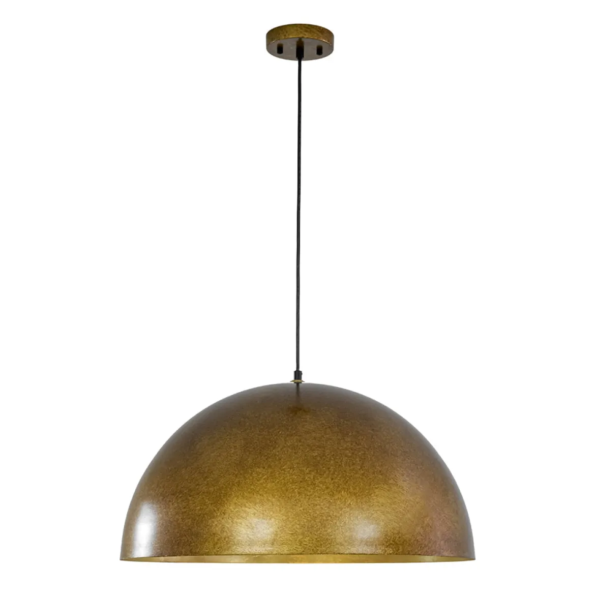 Oversized Antique Dark Rust Iron Dome Pendant Light