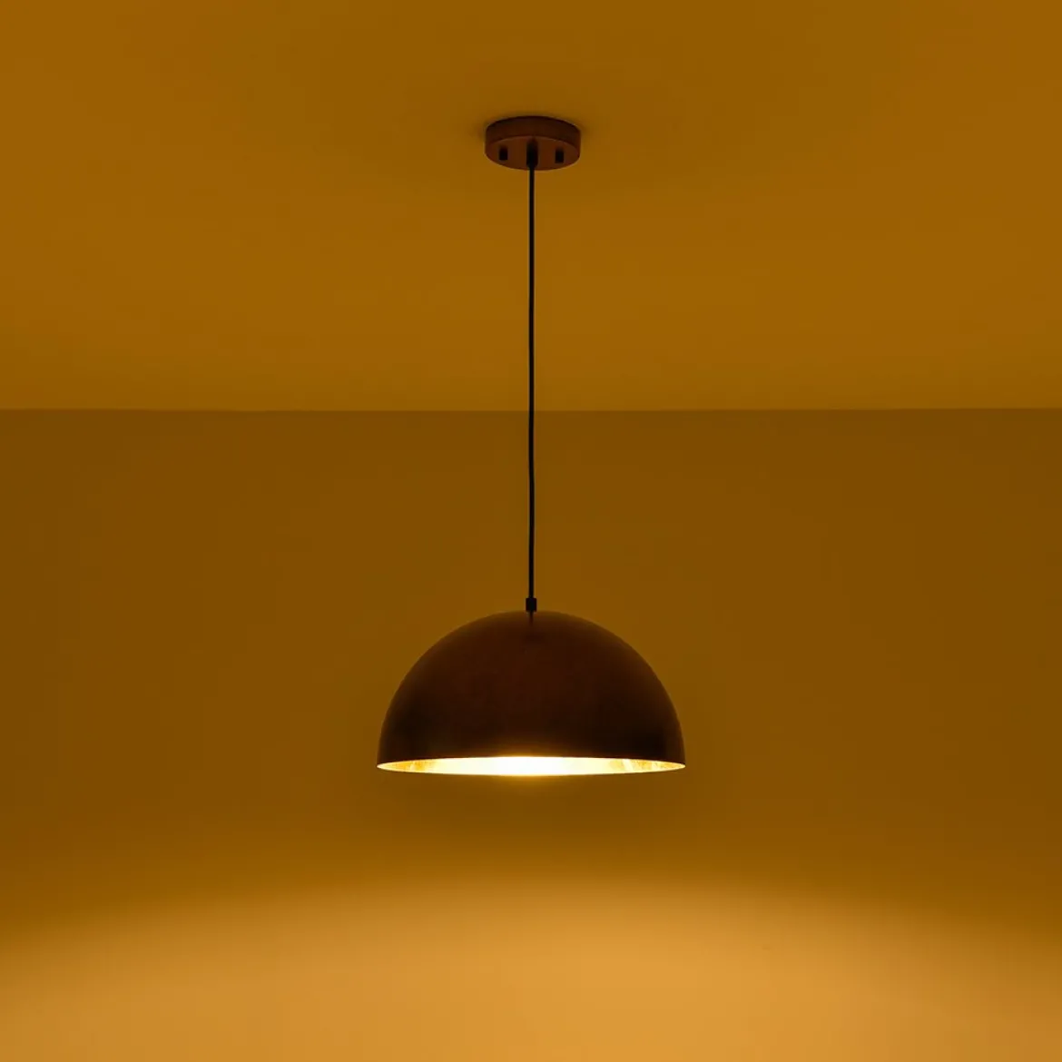Oversized Antique Dark Rust Iron Dome Pendant Light