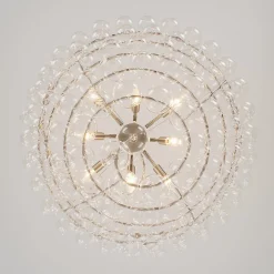Oversized 8-Light Spiral Tiered Clear Glass Bubble Chandelier