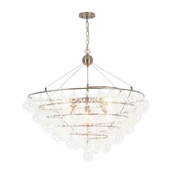 Oversized 8-Light Spiral Tiered Clear Glass Bubble Chandelier