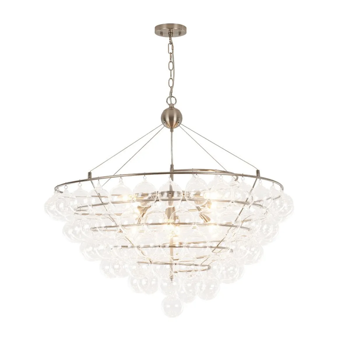 Oversized 8-Light Spiral Tiered Clear Glass Bubble Chandelier