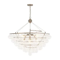 Oversized 8-Light Spiral Tiered Clear Glass Bubble Chandelier