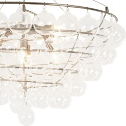 Oversized 8-Light Spiral Tiered Clear Glass Bubble Chandelier