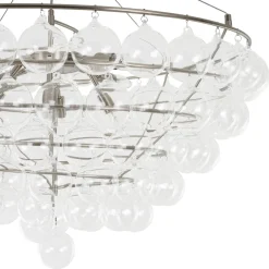 Oversized 8-Light Spiral Tiered Clear Glass Bubble Chandelier
