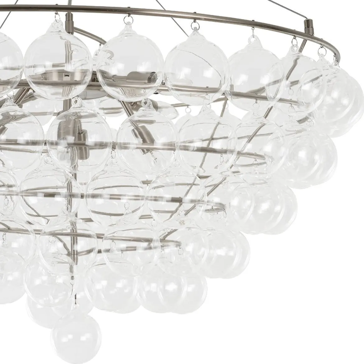 Oversized 8-Light Spiral Tiered Clear Glass Bubble Chandelier