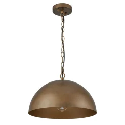 Oversized Vintage Bronze Metal Dome Pendant Light