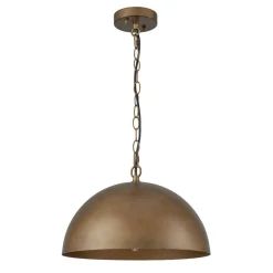 Oversized Vintage Bronze Metal Dome Pendant Light