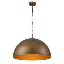 Oversized Vintage Bronze Metal Dome Pendant Light
