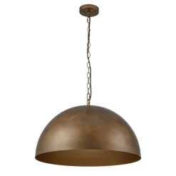 Oversized Vintage Bronze Metal Dome Pendant Light