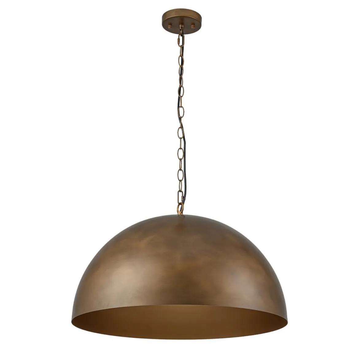 Oversized Vintage Bronze Metal Dome Pendant Light