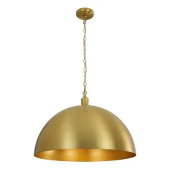Oversized Vintage Luxe Brass Wide Iron Dome Pendant